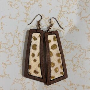 Leopard Print Wooden Earrings